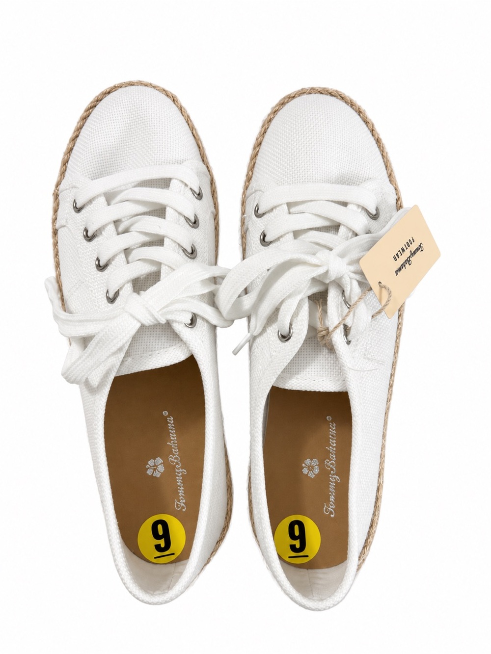 Tommy Bahama White Canvas Espadrille Sneakers with Jute Trim